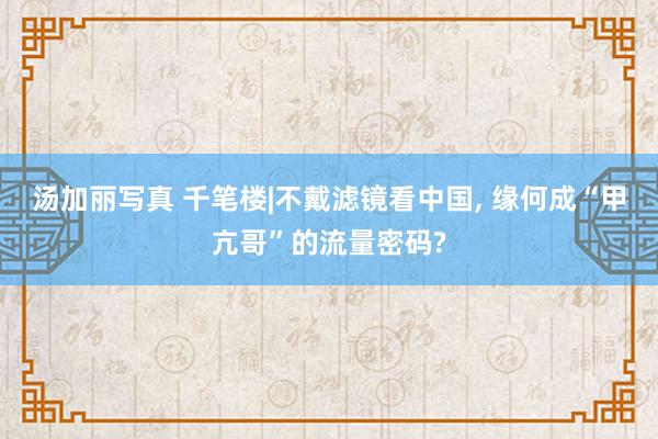 汤加丽写真 千笔楼|不戴滤镜看中国， 缘何成“甲亢哥”的流量密码?