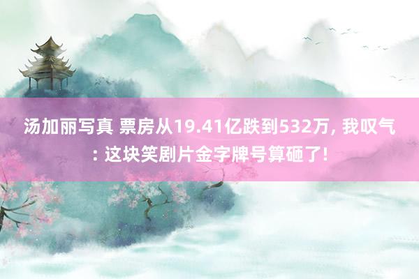 汤加丽写真 票房从19.41亿跌到532万， 我叹气: 这块笑剧片金字牌号算砸了!